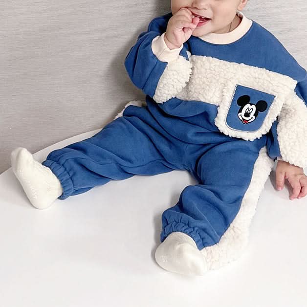 Toddler Mickey Sherpa Trim Pocket Top and Jogger Pants Set (1-6y) - Blue - AT NOON STORE
