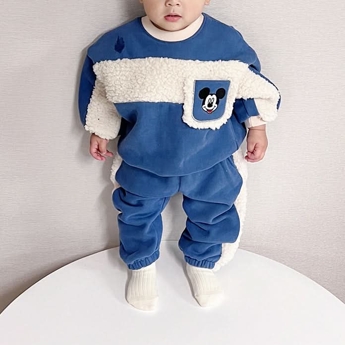 Toddler Mickey Sherpa Trim Pocket Top and Jogger Pants Set (1-6y) - Blue - AT NOON STORE