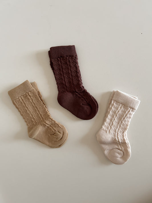 Baby Toddler 3PK Textured Knee Socks Set (0-8y) -Mustard Set - AT NOON STORE