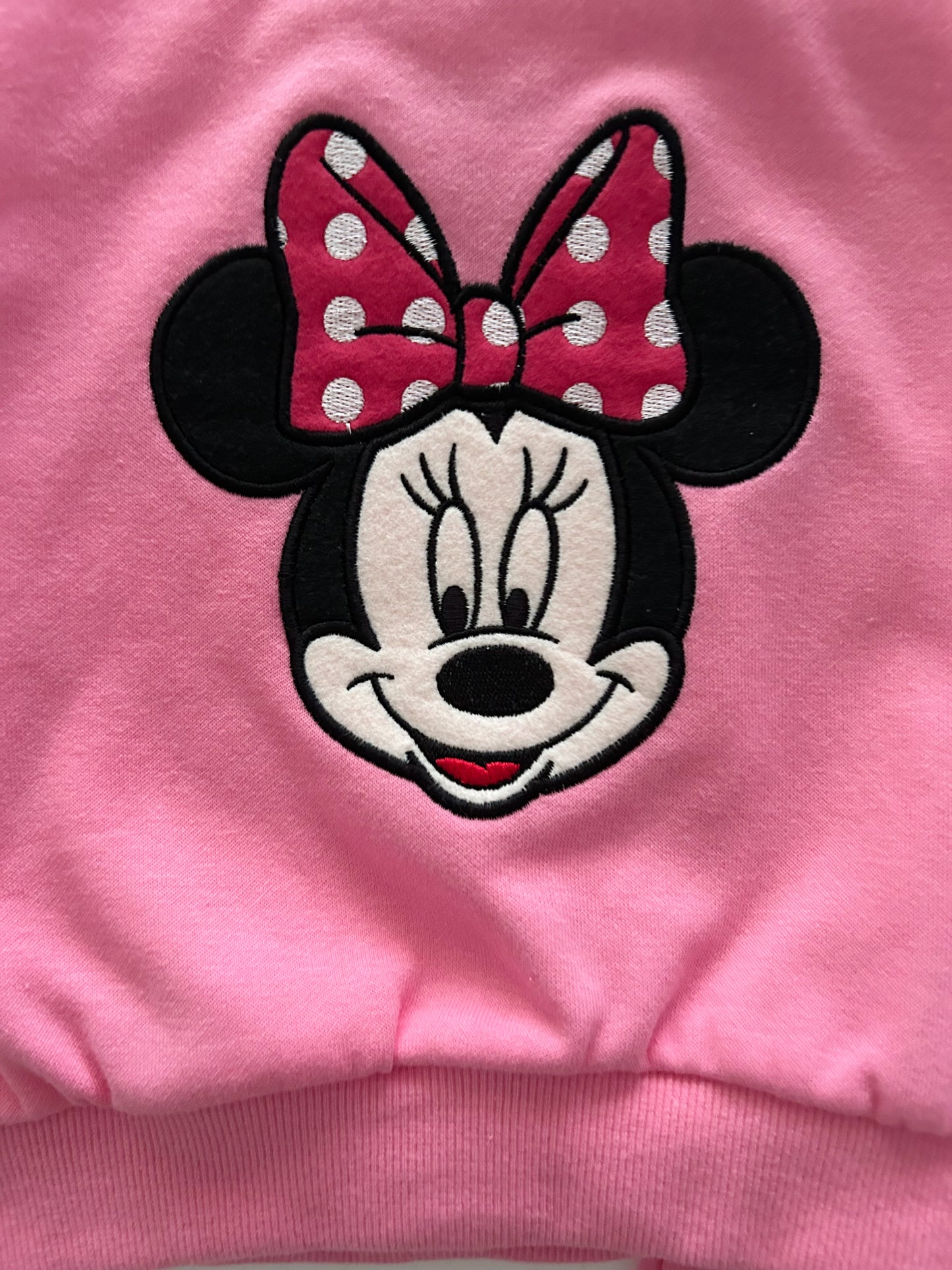 Toddler Disney Minnie Face Embroidery Puff Long SleeveSweatshirt and Flare Pants Set (1-6y) - Pink - AT NOON STORE