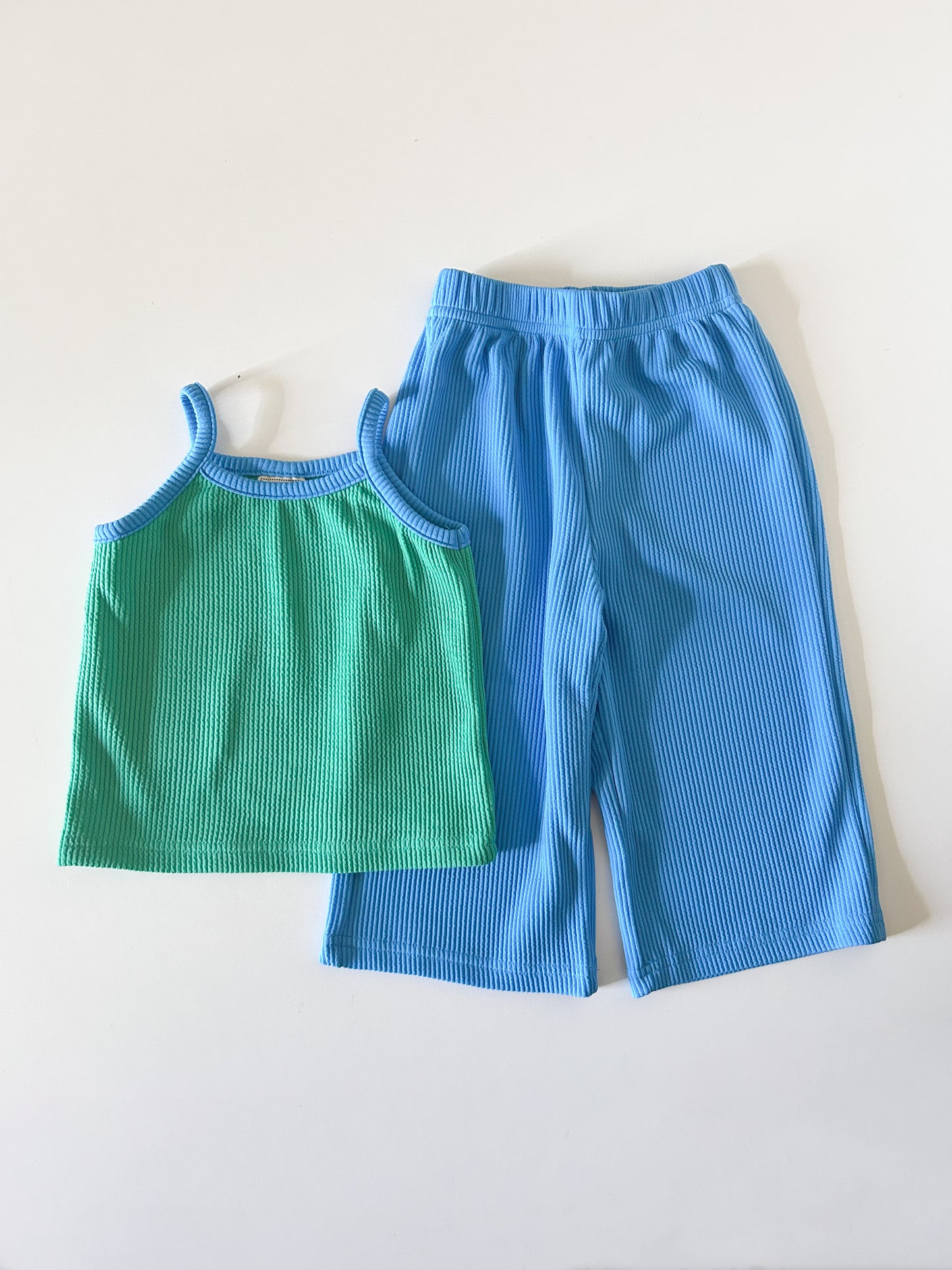 Kids Soy Colorblock Ribbed Tank Top and Wide Pants Set (1-6y) - 4 Colors