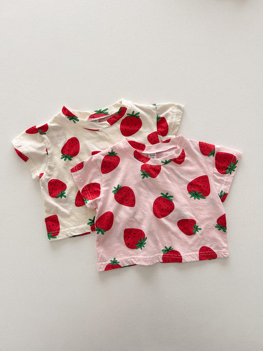 Toddler Big Strawberry Short Sleeve Top (1-6y) - 3 Colors - AT NOON STORE