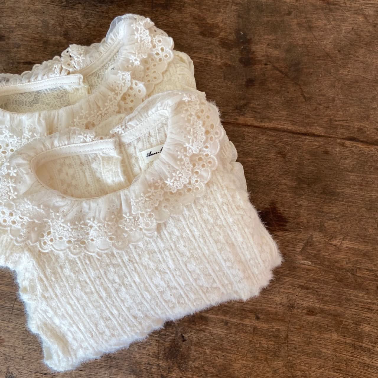 Baby Ann Lace Collar Puff Long Sleeve Romper (6-18m) - Cream - AT NOON STORE