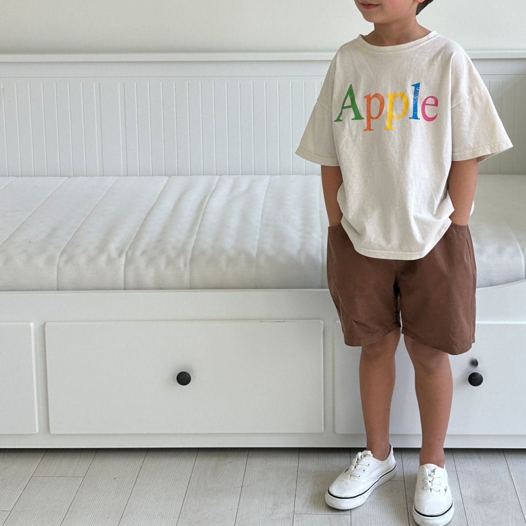 Kids SS25 APPLE Short Sleeve Loose Fit Top (2-7y) - 2 Colors - AT NOON STORE