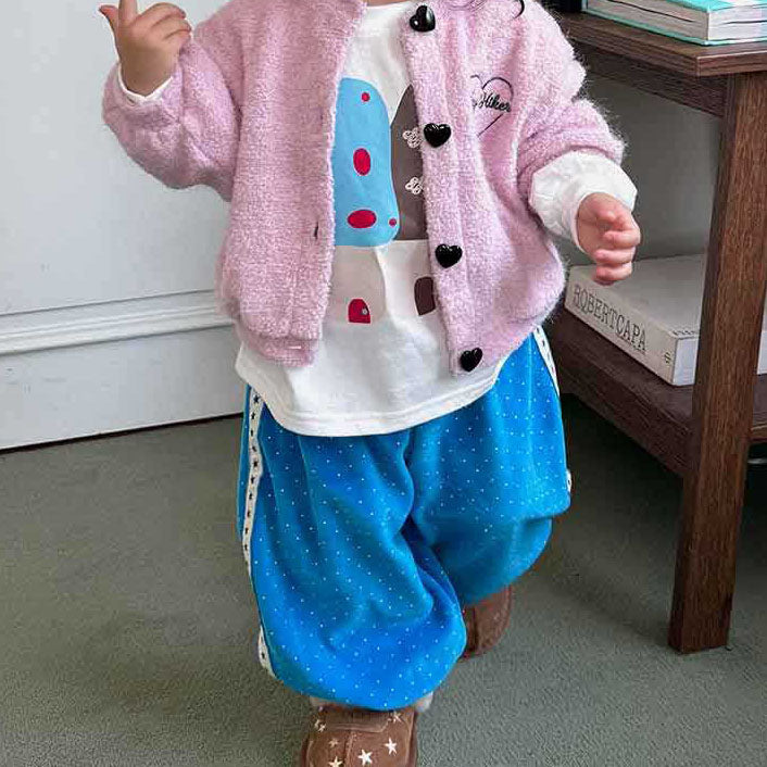 Toddler W26 Side Tape Polka Dot Velour Jogger Pants (2-6y) - 3 Colors