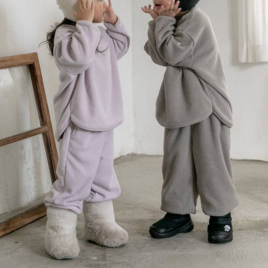 Toddler W25 Terry Cloth Curved Hem Long Sleeve Top and Jogger Pants (2-7y) - 2 Colors