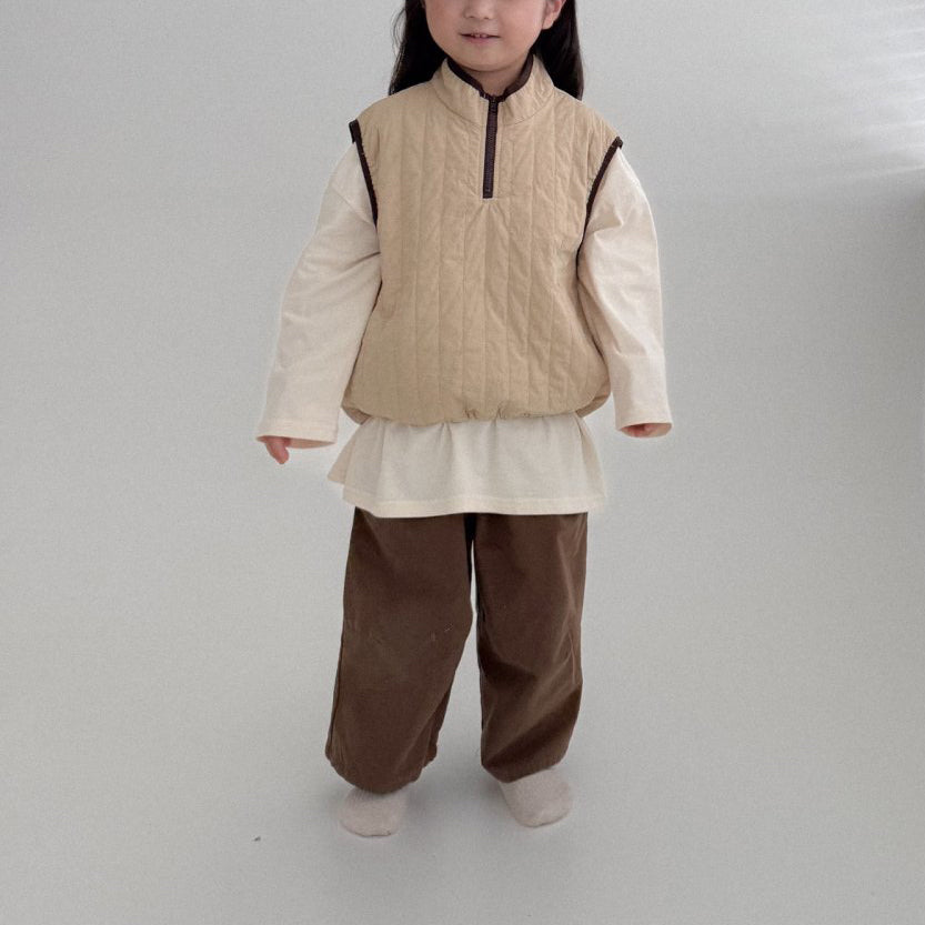 Toddler Bella F25 Adjustable Hem Half Zip Quilted Vest (1-6y) - 2 Colors