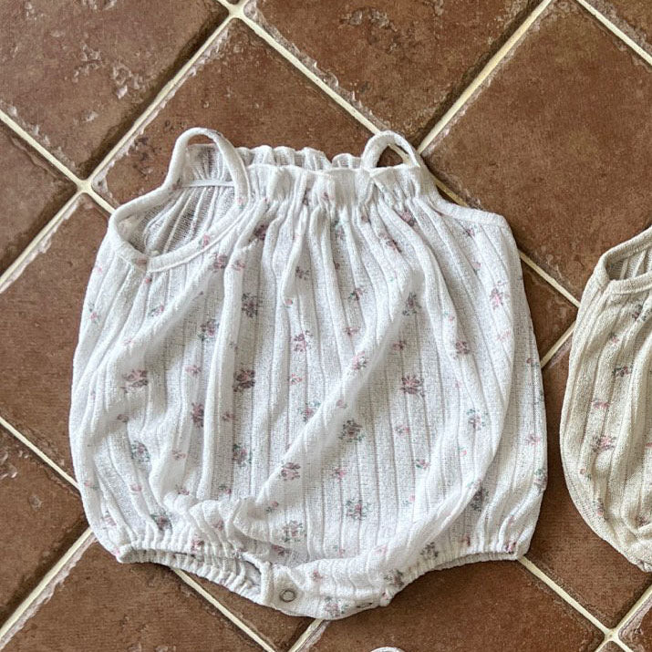 Baby Lala SS25 Floral Spaghetti Strap Bubble Romper (6-24m) - 2 Colors - AT NOON STORE