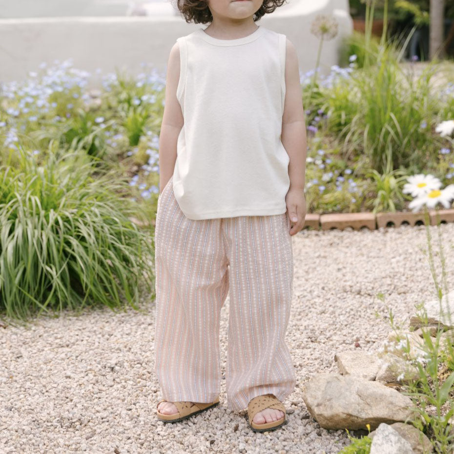Toddler SS25 Basic Sleeveless Top and Stripe Pull On Pants Set (2-7y) - 2 Colors
