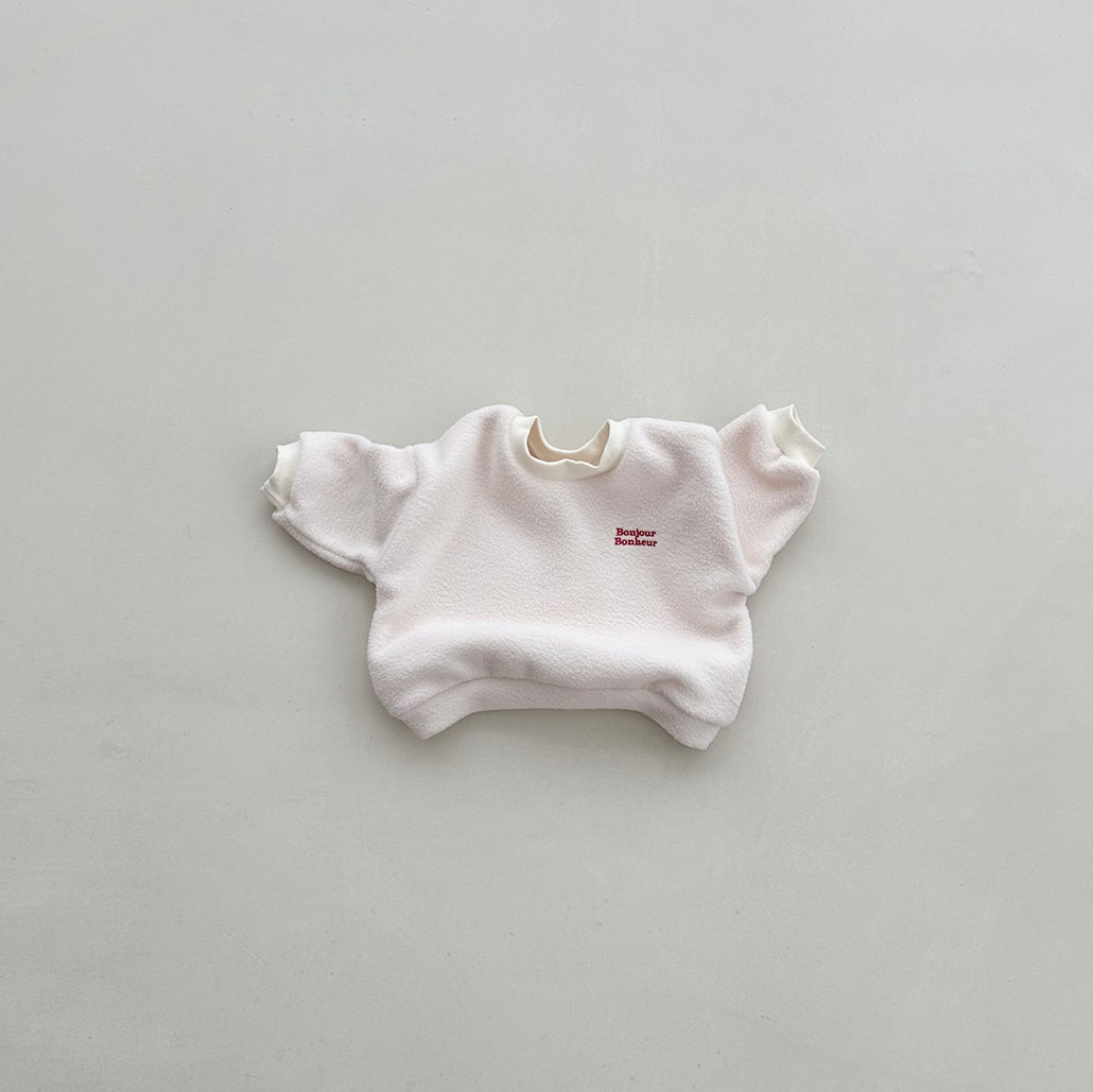 Toddler W25 'Bonjour Bonheur' Fleece Long Sleeve Sweatshirt (4m-6y) - 2 Colors
