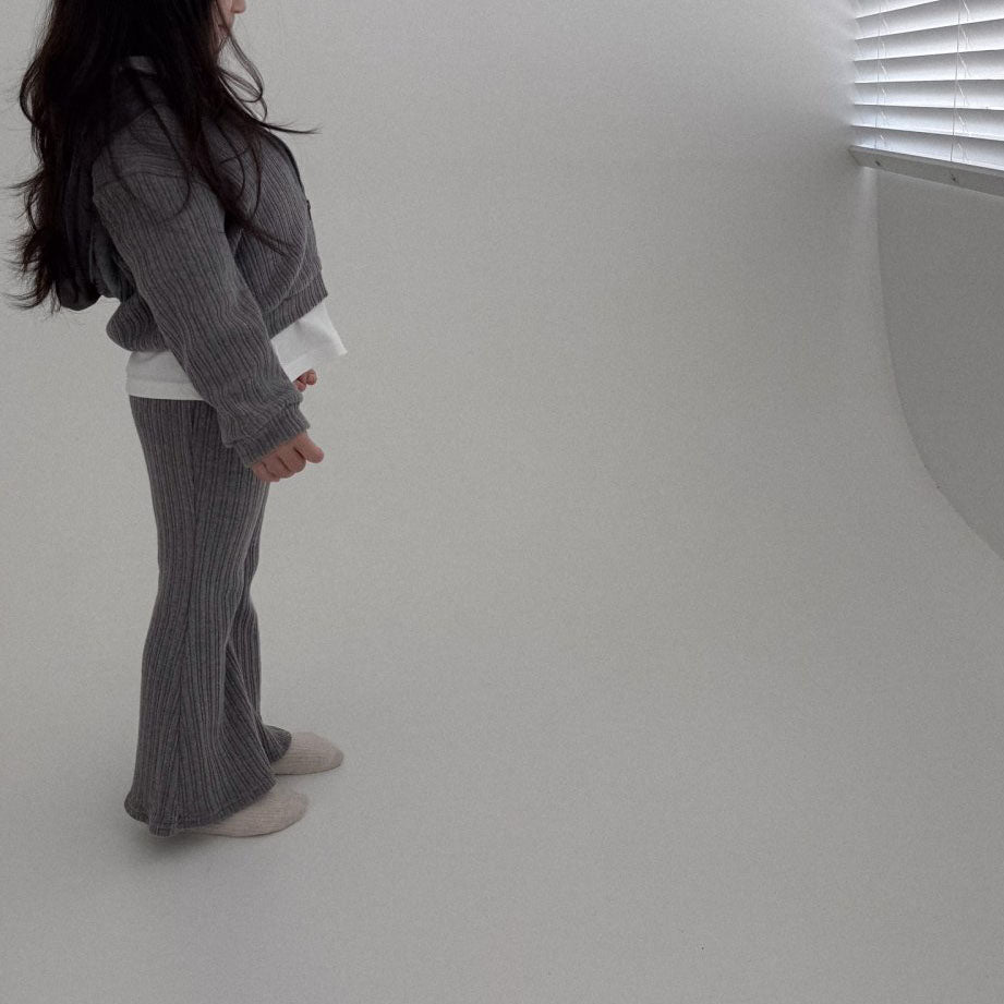 Toddler Bella F25 Ribbed Long Sleeve Zip Up Hoodie and Flare Pants Set (1-6y) - 2 Colors - AT NOON STORE