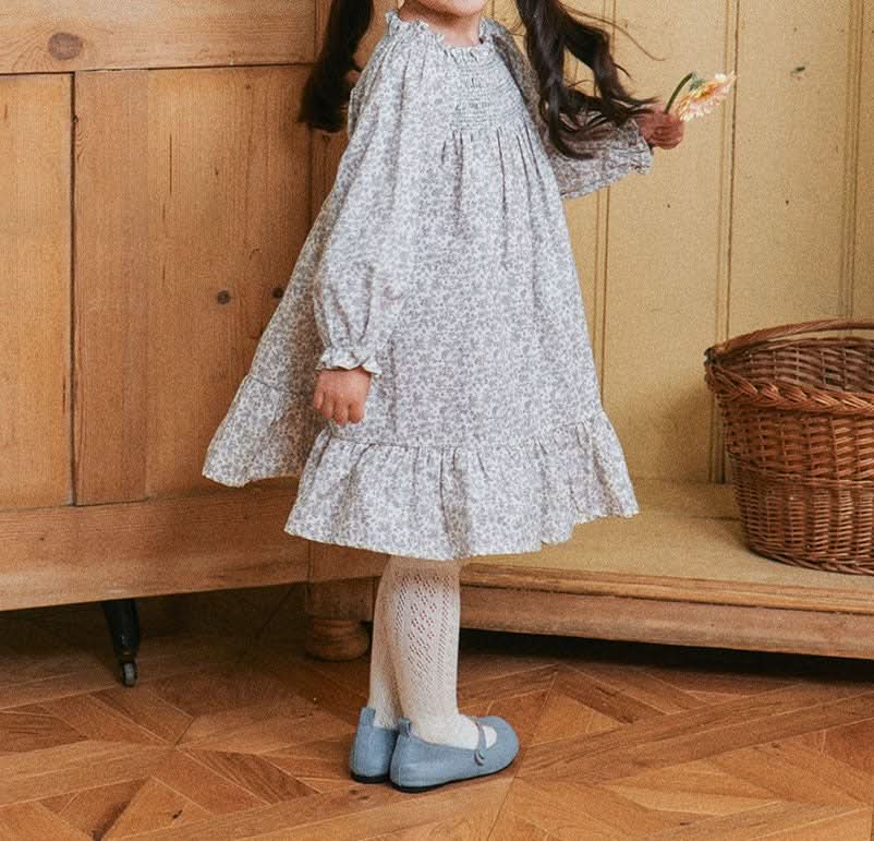 Toddler Milk Ella Smocked Bodice Dress (3m-5y) - Grey - AT NOON STORE