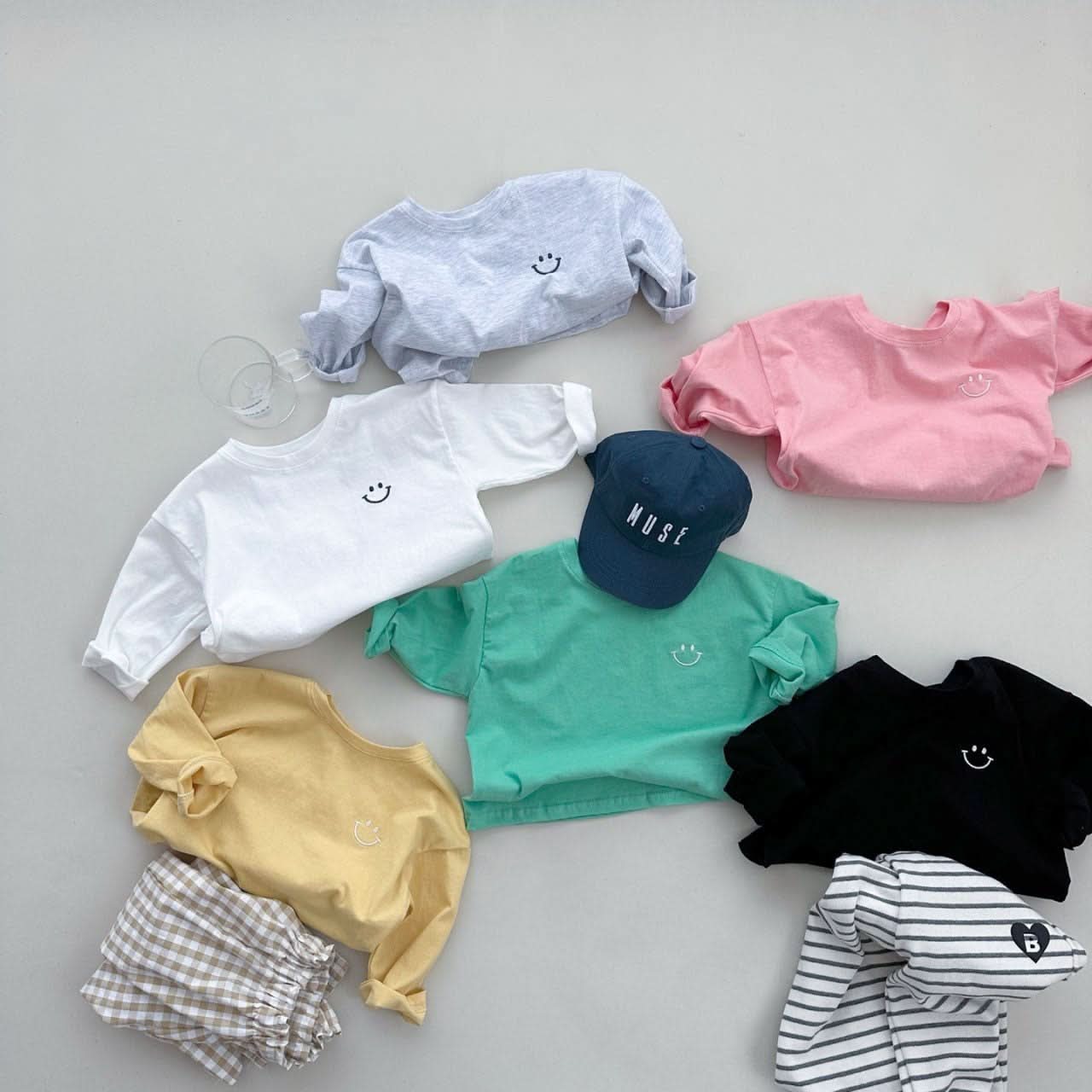 Kids Smile Embroidery Bagic Long Top (3m-6y) - 6 Colors - AT NOON STORE