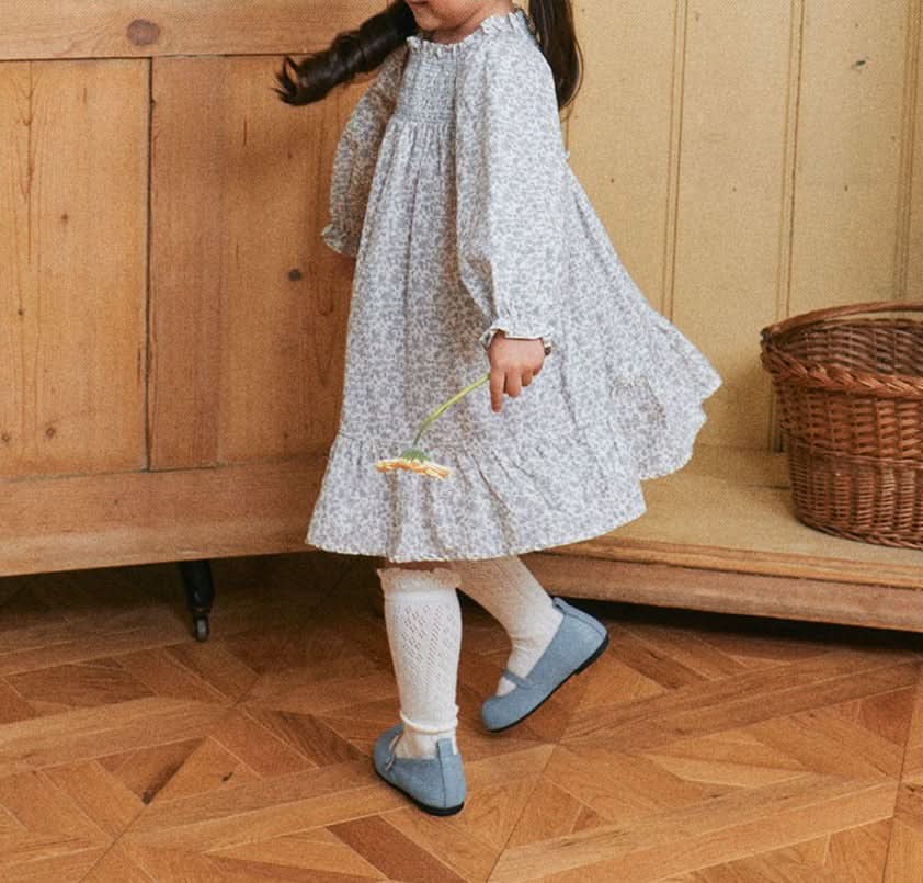 Toddler Milk Ella Smocked Bodice Dress (3m-5y) - Grey - AT NOON STORE