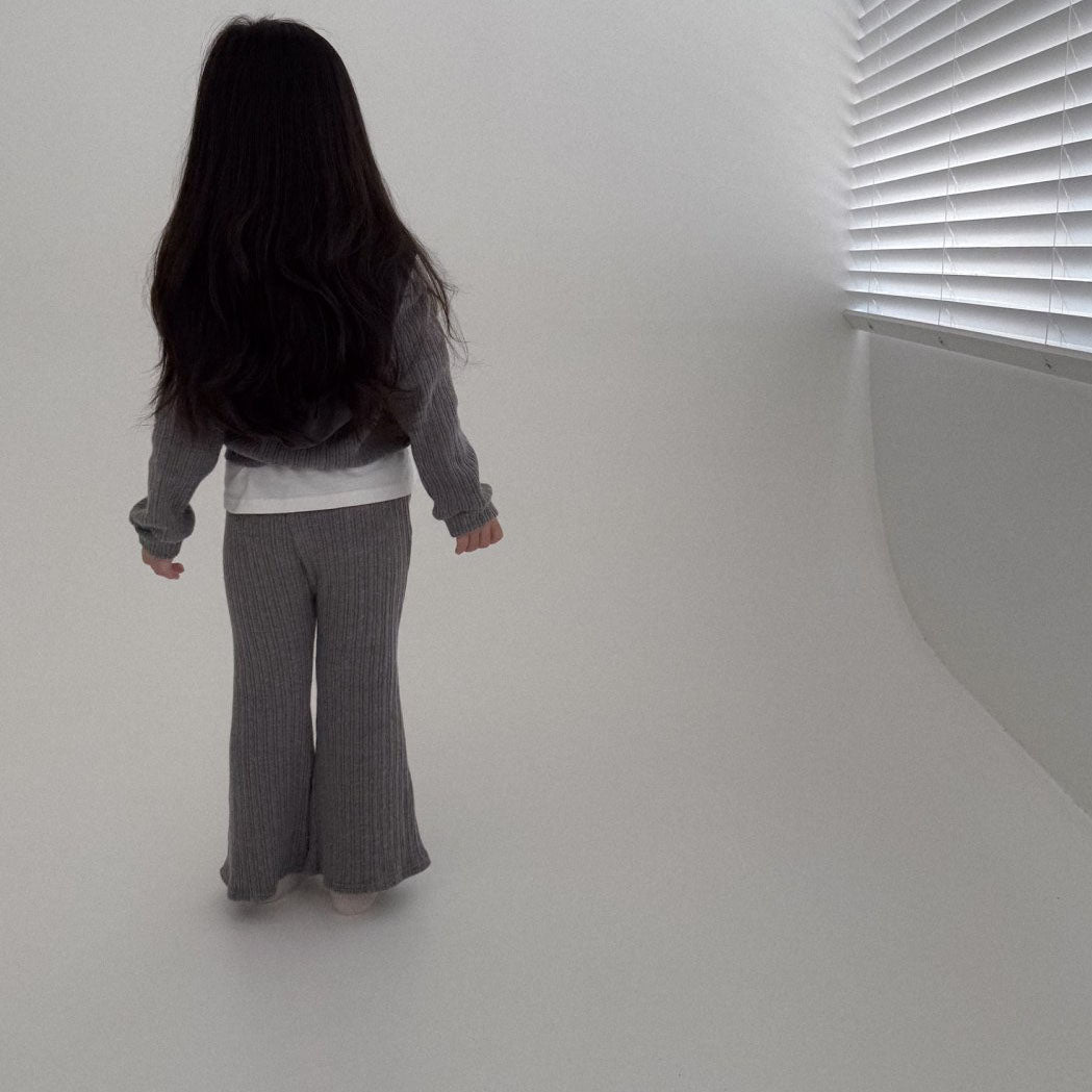 Toddler Bella F25 Ribbed Long Sleeve Zip Up Hoodie and Flare Pants Set (1-6y) - 2 Colors - AT NOON STORE