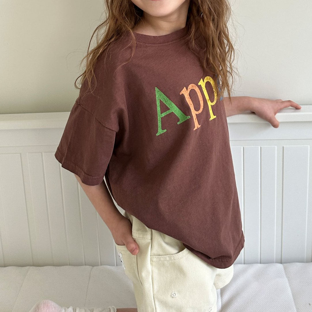 Kids SS25 APPLE Short Sleeve Loose Fit Top (2-7y) - 2 Colors - AT NOON STORE