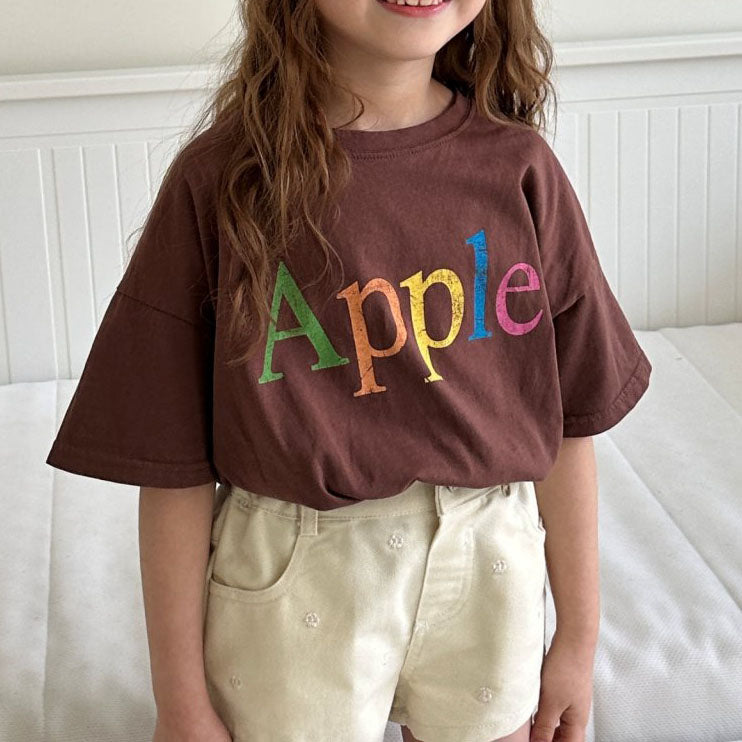 Kids SS25 APPLE Short Sleeve Loose Fit Top (2-7y) - 2 Colors - AT NOON STORE