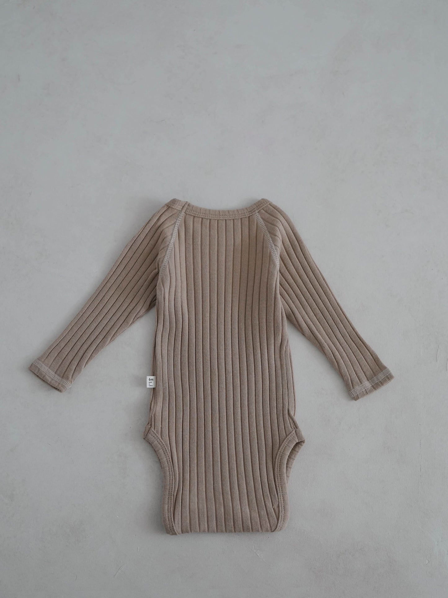 Baby Stitch Detail Ribbed Bodysuit and Pants Set (3-12m)- Beige - AT NOON STORE