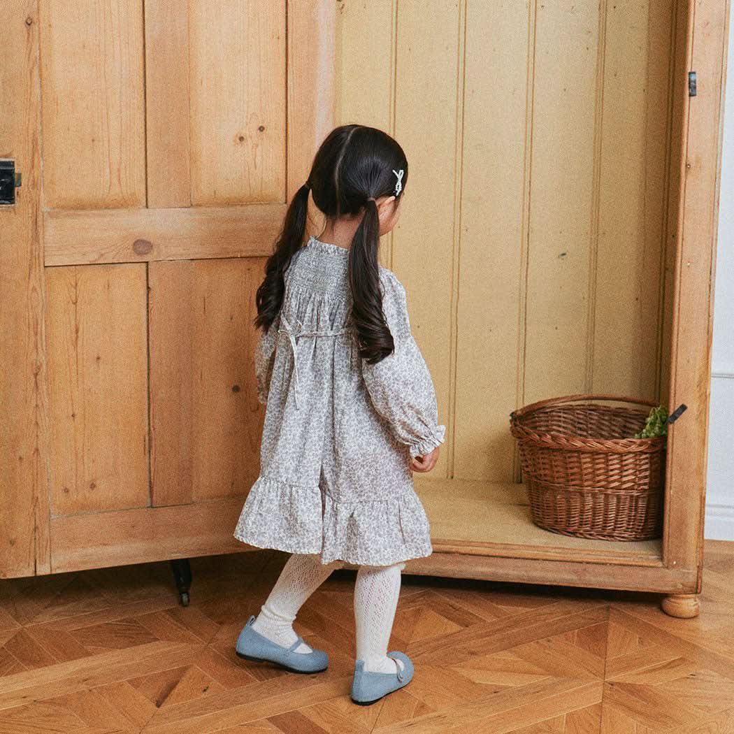Toddler Milk Ella Smocked Bodice Dress (3m-5y) - Grey - AT NOON STORE