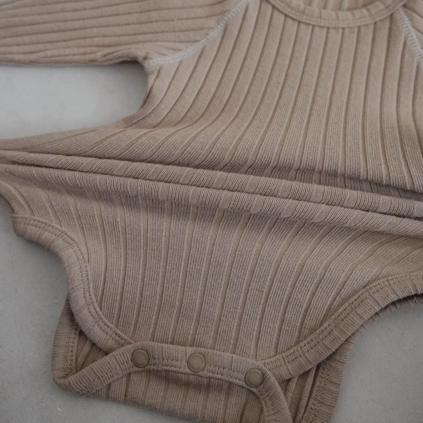 Baby Stitch Detail Ribbed Bodysuit and Pants Set (3-12m)- Beige - AT NOON STORE