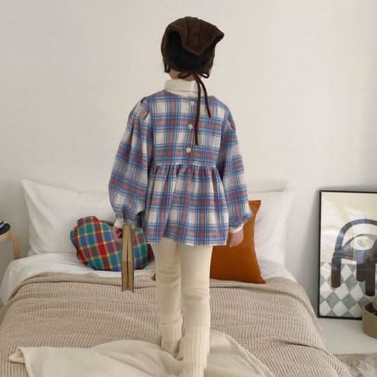 Toddler W24 Plaid Ruffle Blouse (1-6y) - 2 Colors - AT NOON STORE