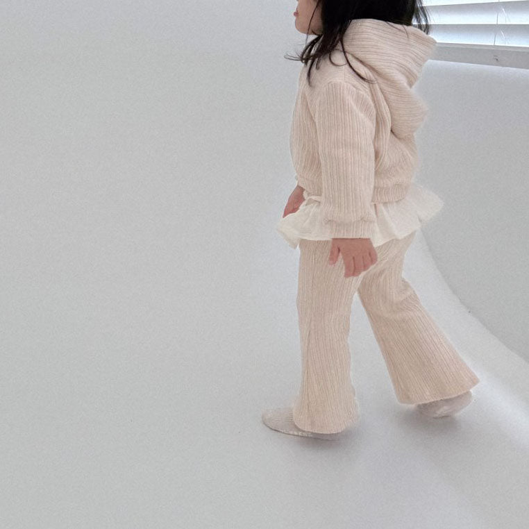 Toddler Bella F25 Ribbed Long Sleeve Zip Up Hoodie and Flare Pants Set (1-6y) - 2 Colors - AT NOON STORE