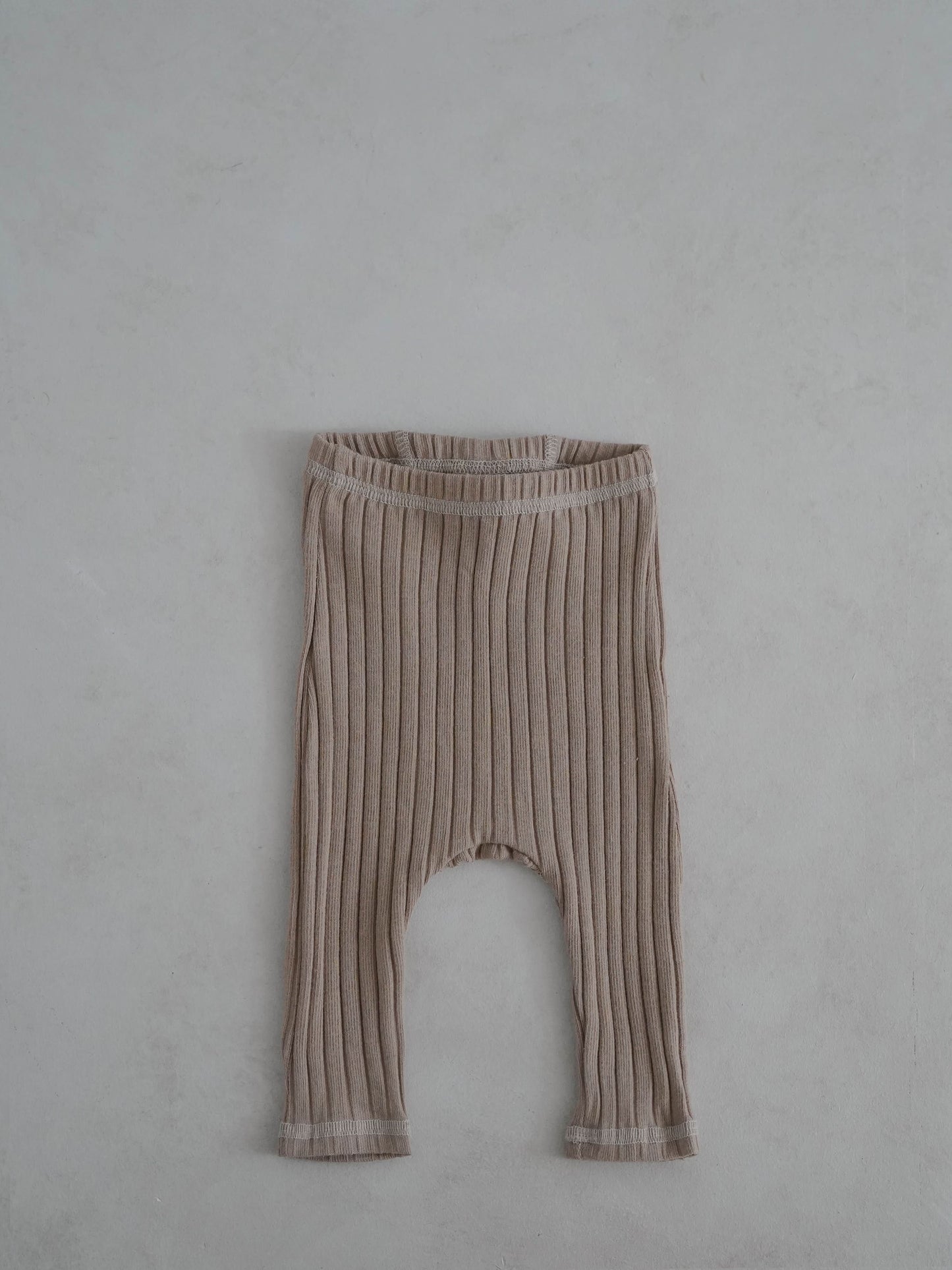 Baby Stitch Detail Ribbed Bodysuit and Pants Set (3-12m)- Beige - AT NOON STORE