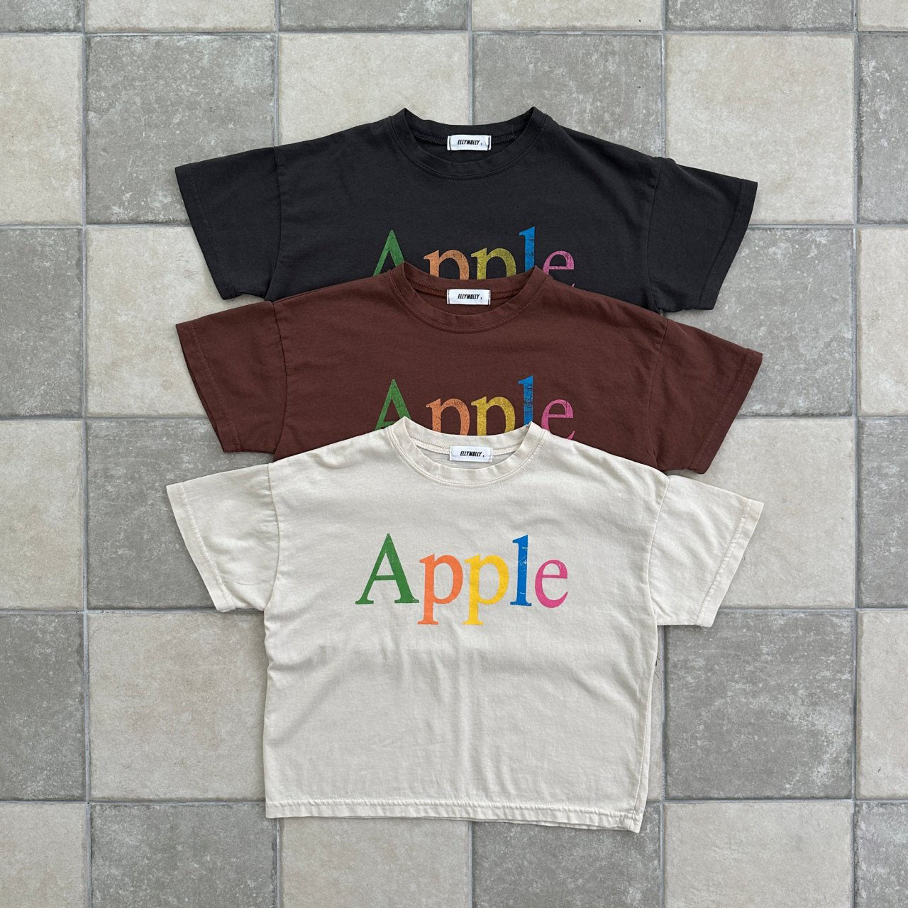 Kids SS25 APPLE Short Sleeve Loose Fit Top (2-7y) - 2 Colors - AT NOON STORE