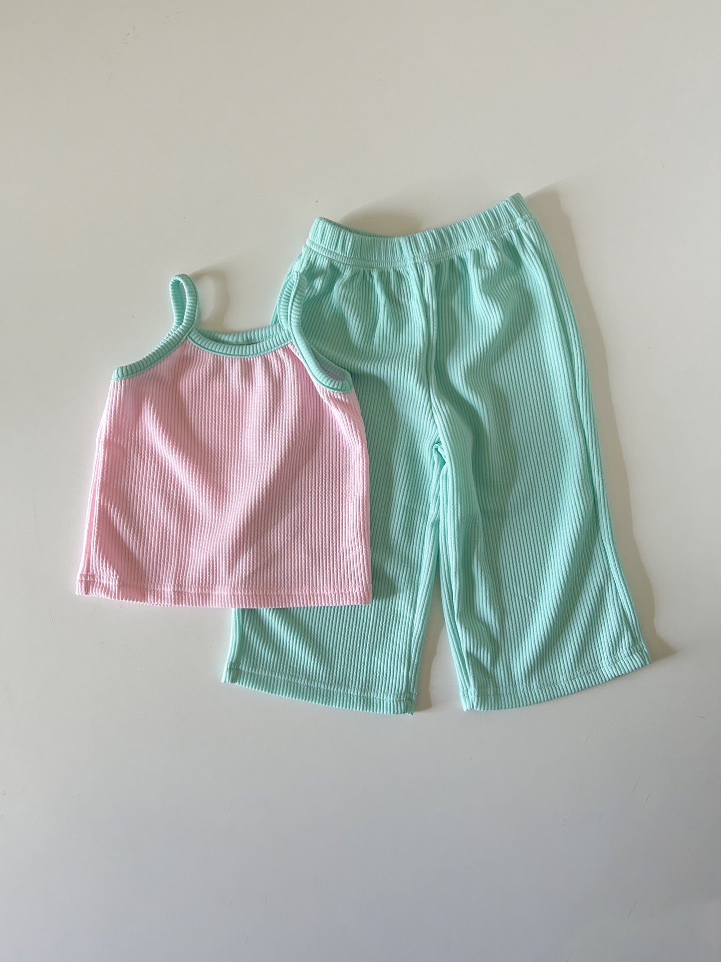 Kids Soy Colorblock Ribbed Tank Top and Wide Pants Set (1-6y) - 4 Colors
