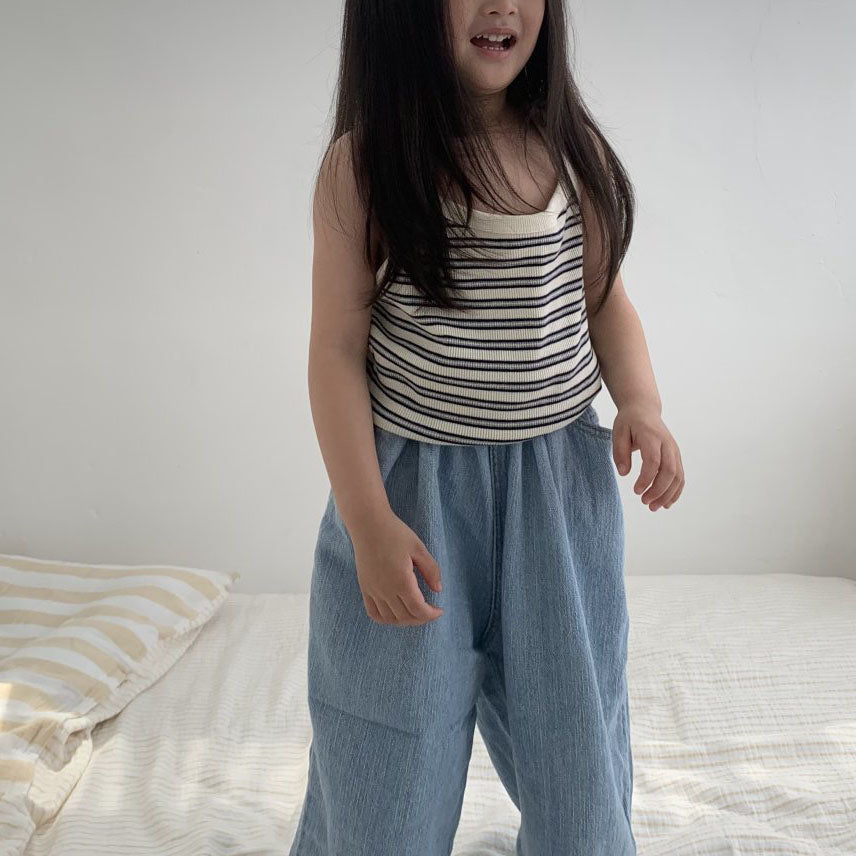 Toddler SS25 Stripe Ribbed Spaghetti Strap top (1-7y) - 2 Colors - AT NOON STORE