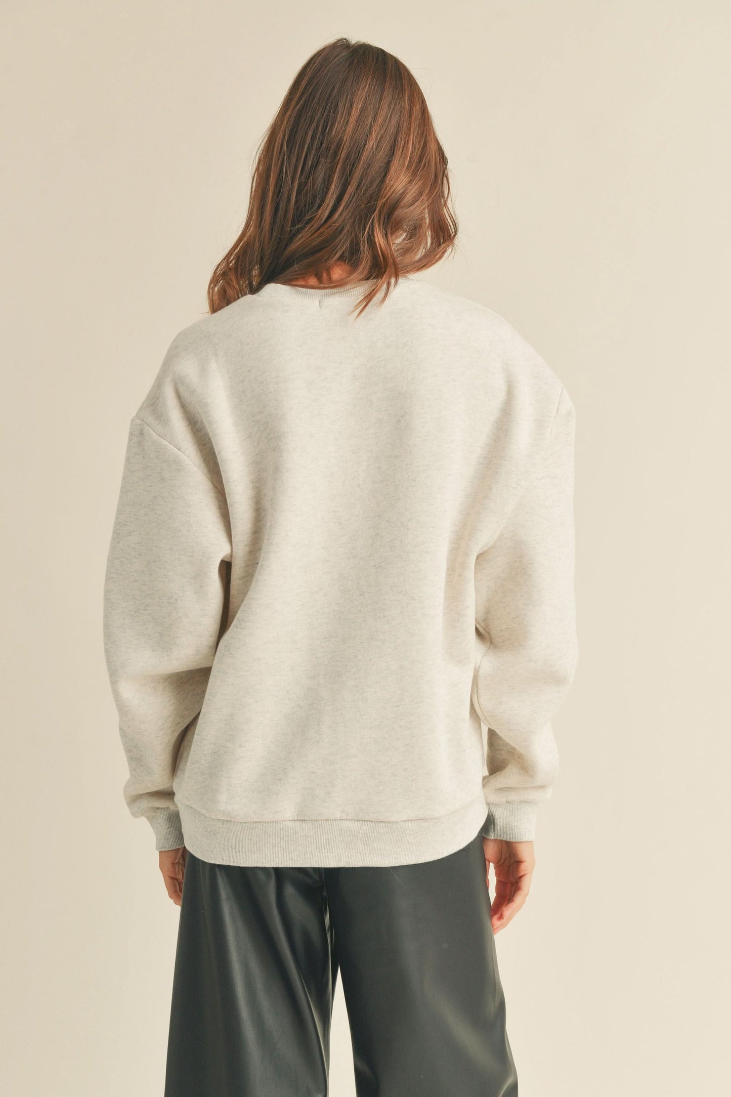 Women Chenille Embroidered Letter Patch Sweater -NewYork - AT NOON STORE