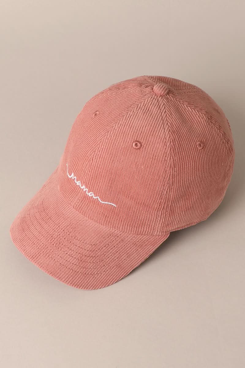 MAMA Embroidered Corduroy Baseball Cap -7 Colors - AT NOON STORE