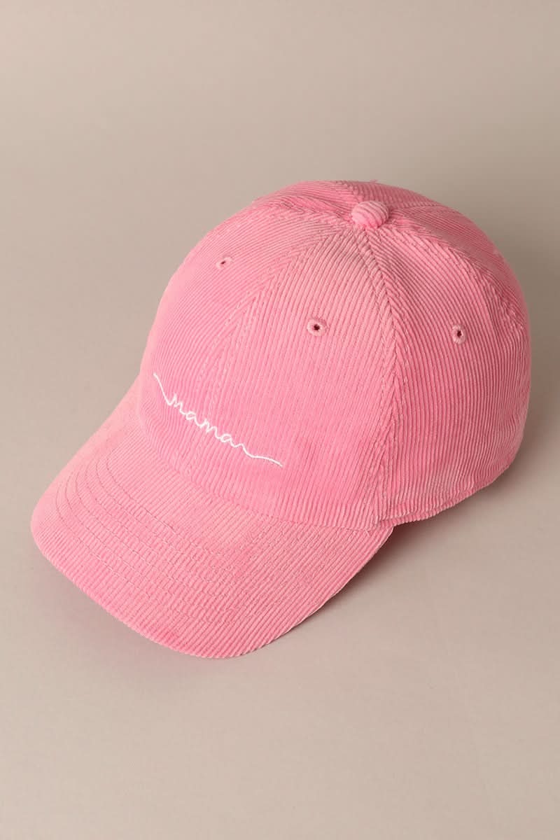 MAMA Embroidered Corduroy Baseball Cap -7 Colors - AT NOON STORE