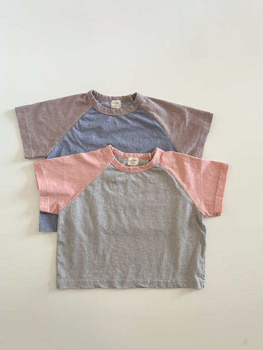 Toddler S25 Vintage Wash Color Block Short Sleeve Raglan Tee (15m-7y) - 2 Colors - AT NOON STORE