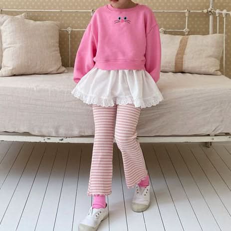 Toddler Cat Face Embroidery Cropped Sweatshirt (1-6y) - 3 Colors - AT NOON STORE