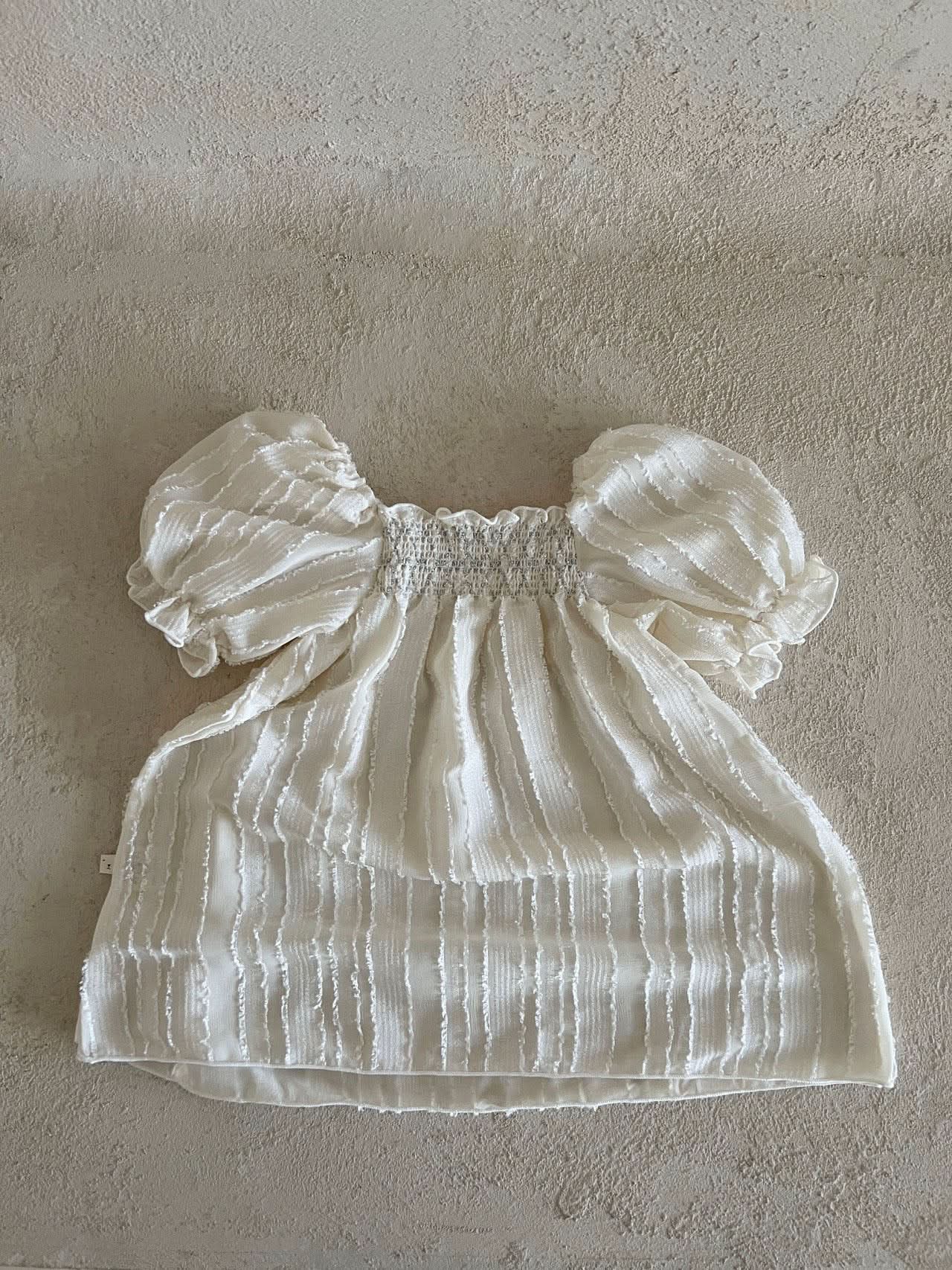 Girl Milky Way Smocked Yoke Short Puff Sleeve Dress (1-6y) - Ivory - AT NOON STORE