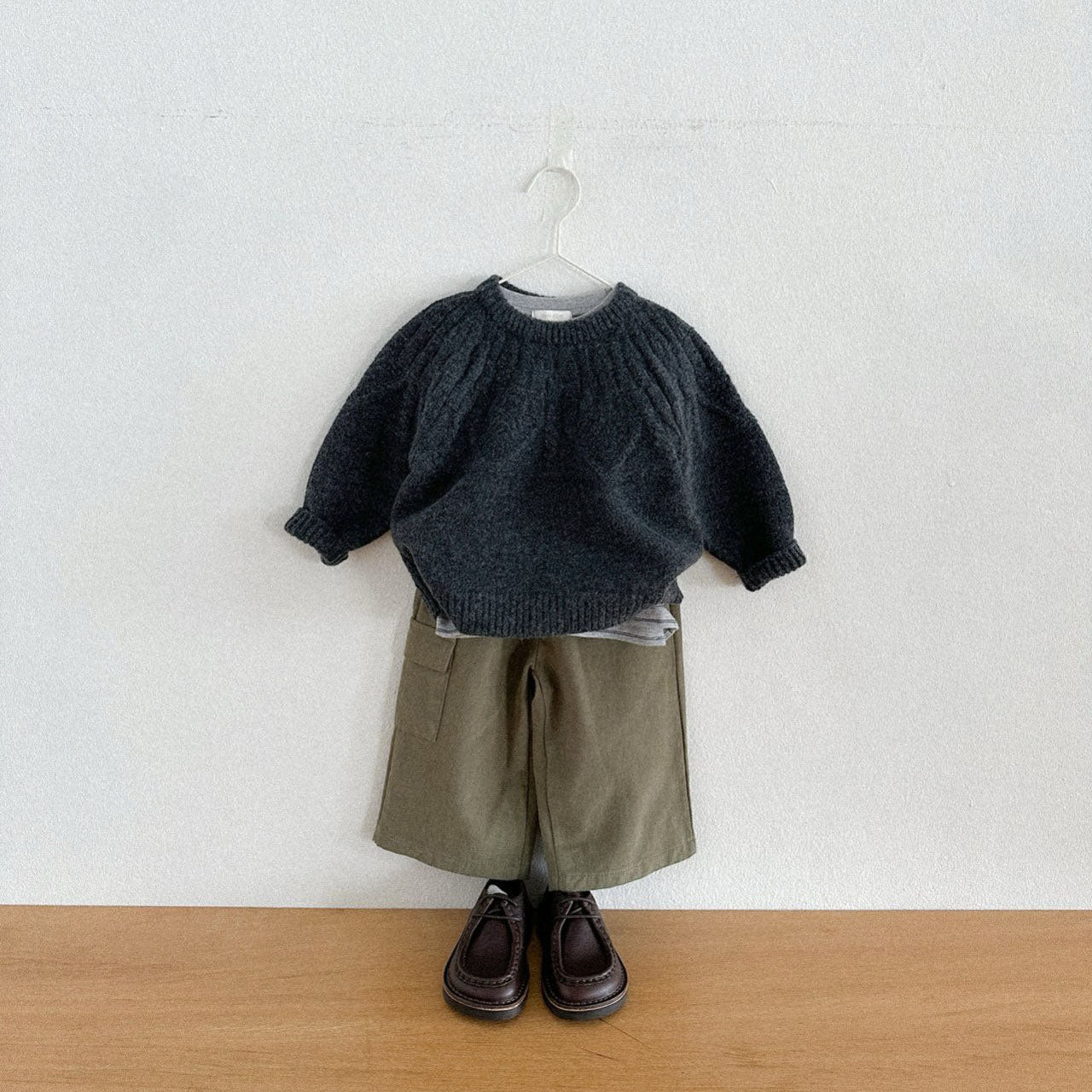 Toddler W25 Cable Knit Sweater (10m-4y) - Charcoal - AT NOON STORE