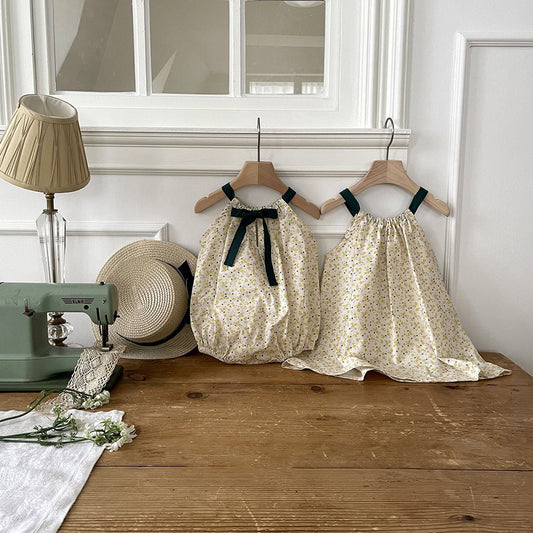 Toddler Milk SS25 Floral Tie Back Halter Dress (1-7y) - Yellow - AT NOON STORE