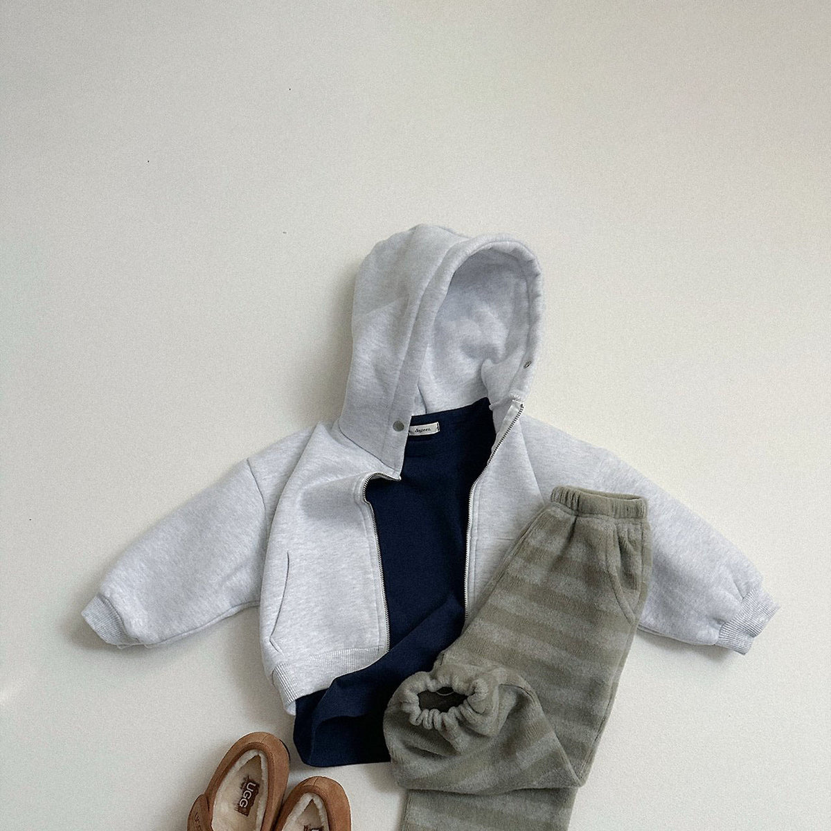 Toddler FW26 Snap Button Zip-Up Hoodie (2-9y) - Light Heather Gray