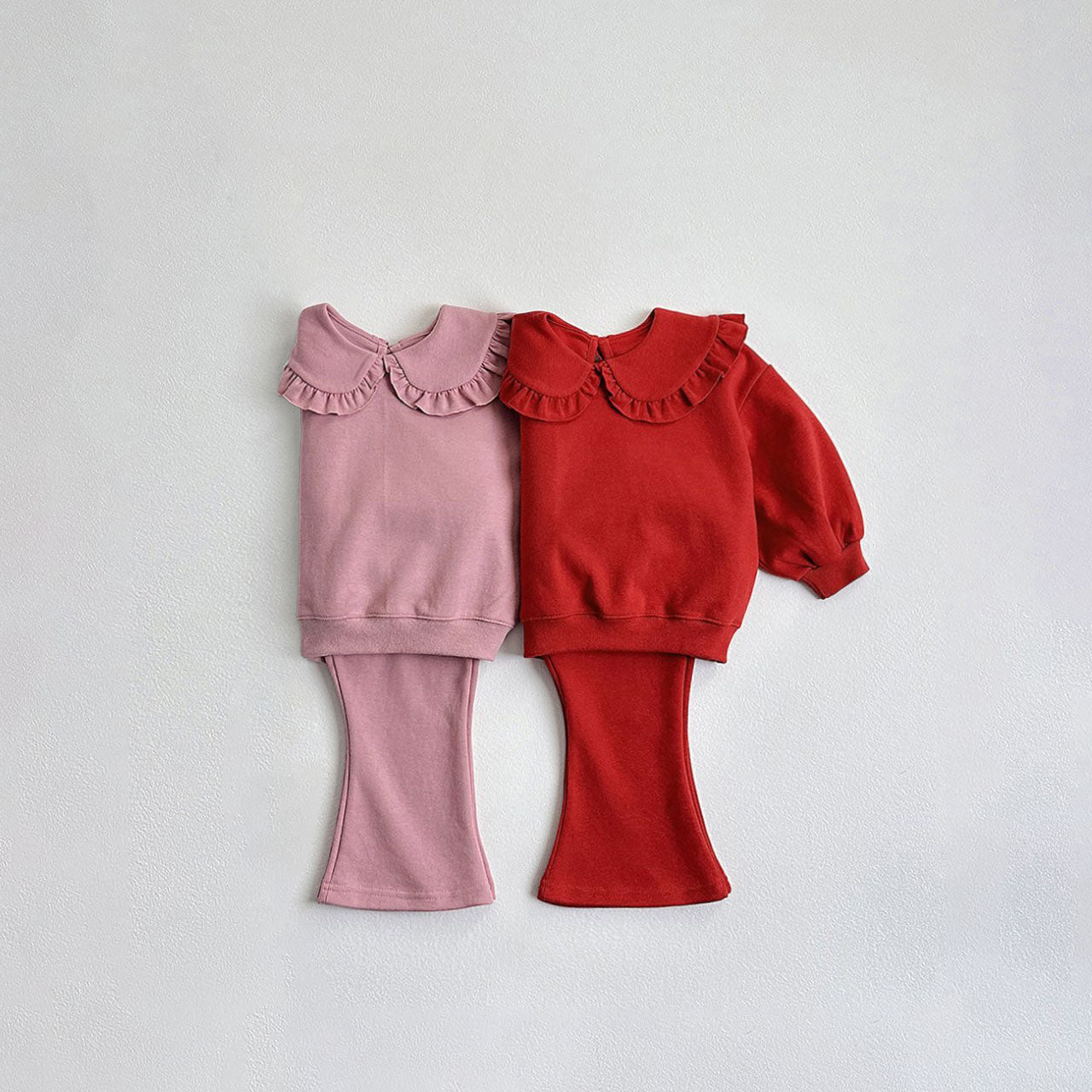Toddler F25 Ruffled Collar Long Sleeve Top and Flare Pants Set (1-6y) - 2 Colors - AT NOON STORE