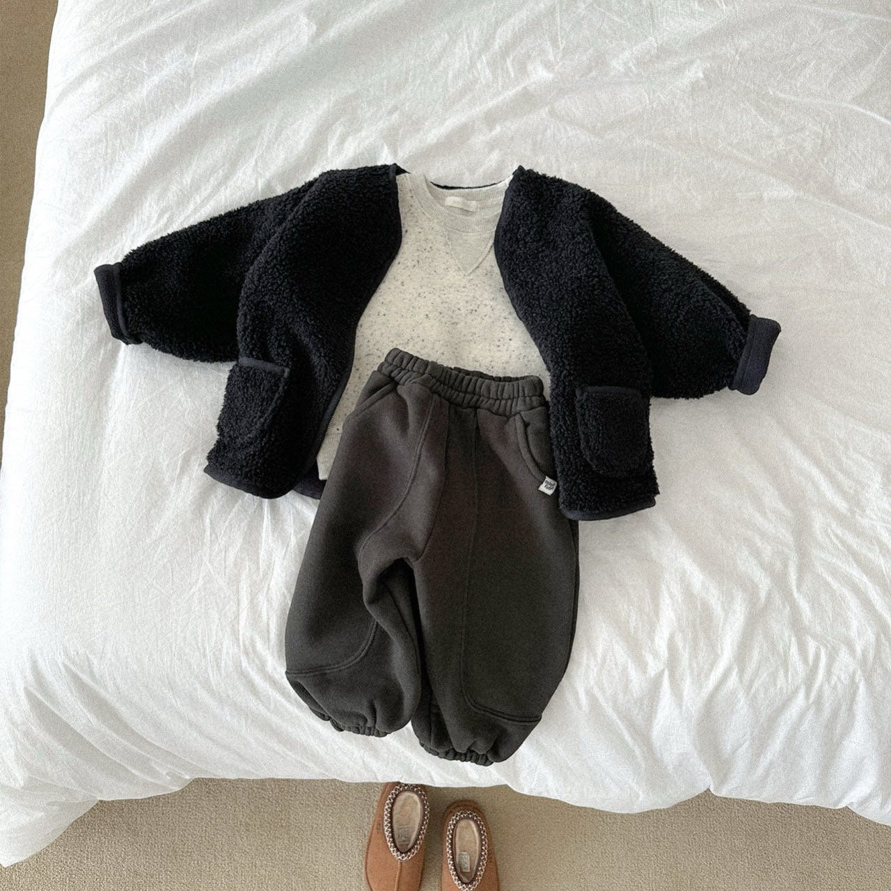 Toddler W25 Sherpa Zip Up Jacket (10m-4y) - Charcoal - AT NOON STORE