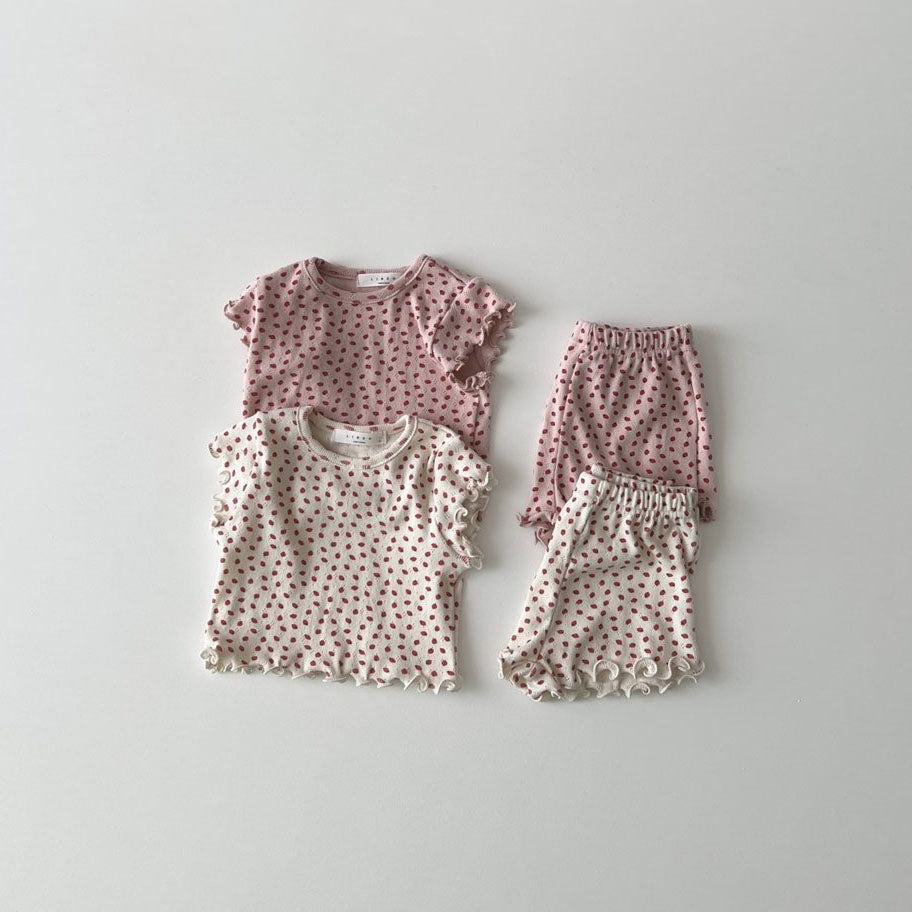 Kids SS25 Lettuce-Edge Short Sleeve Top and Shorts Set (1-6y) - 2 Colors - AT NOON STORE