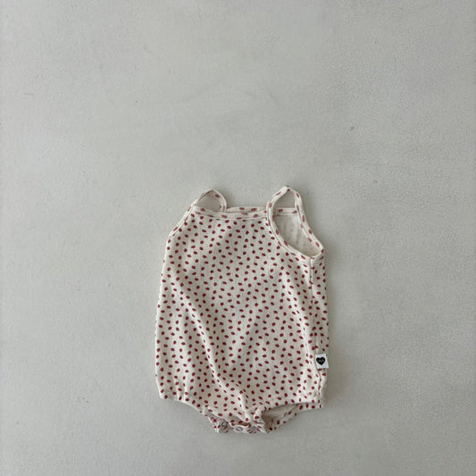 Baby Land SS25 Pointelle Strawberry Sleeveless Romper (4-15m) - Ivory - AT NOON STORE