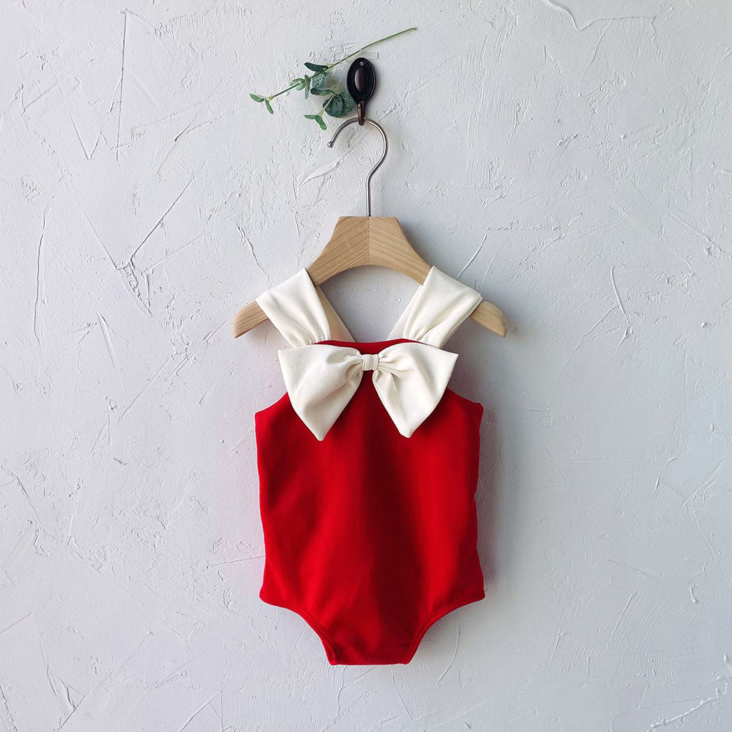 Toddler Milk SS25 Front Big Bow Classic One-Piece Swimsuit (1-6y) - Red - AT NOON STORE