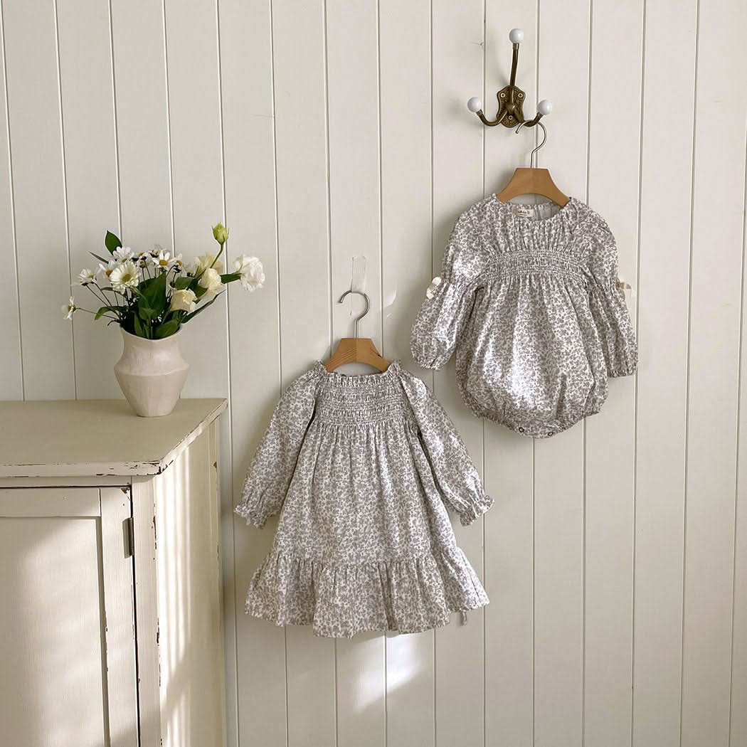 Toddler Milk Ella Smocked Bodice Dress (3m-5y) - Grey - AT NOON STORE