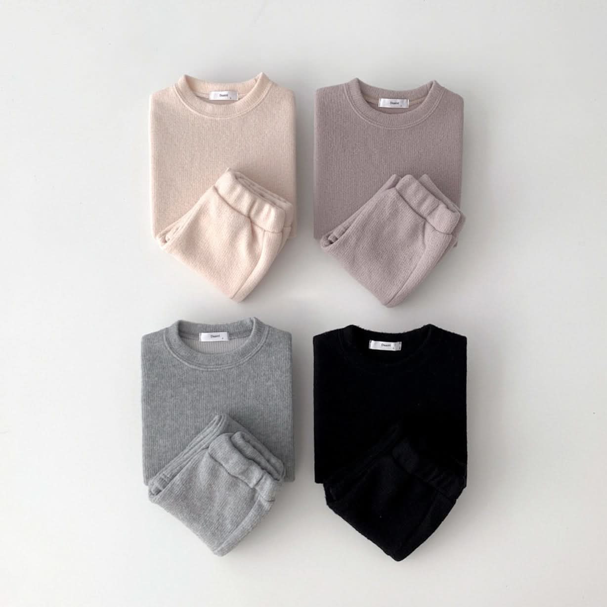 Toddler Brushed Fabric Puff Sleeve Sweatshirt and Flare Pants Set (2-6y) - Beige - AT NOON STORE