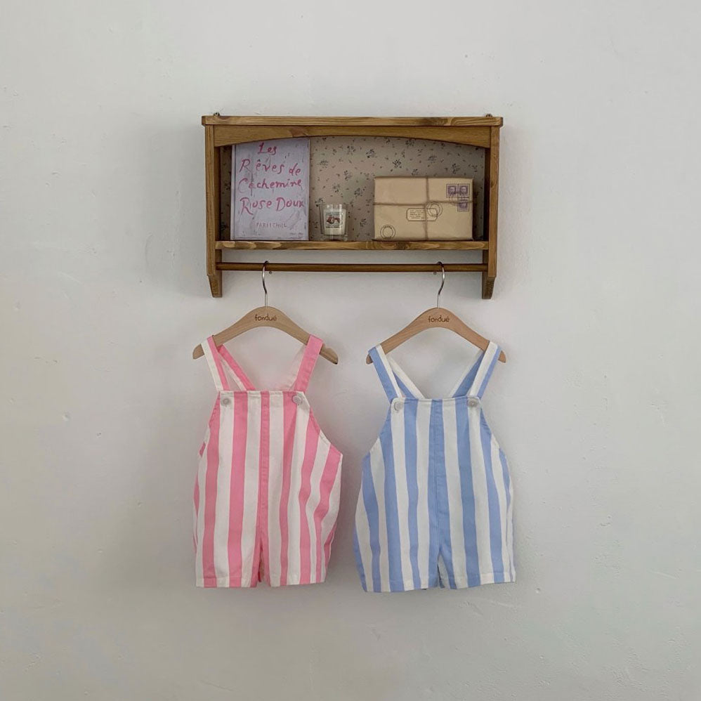 Toddler Stripe Cotton Shortalls (1-6y)- 2 Colors