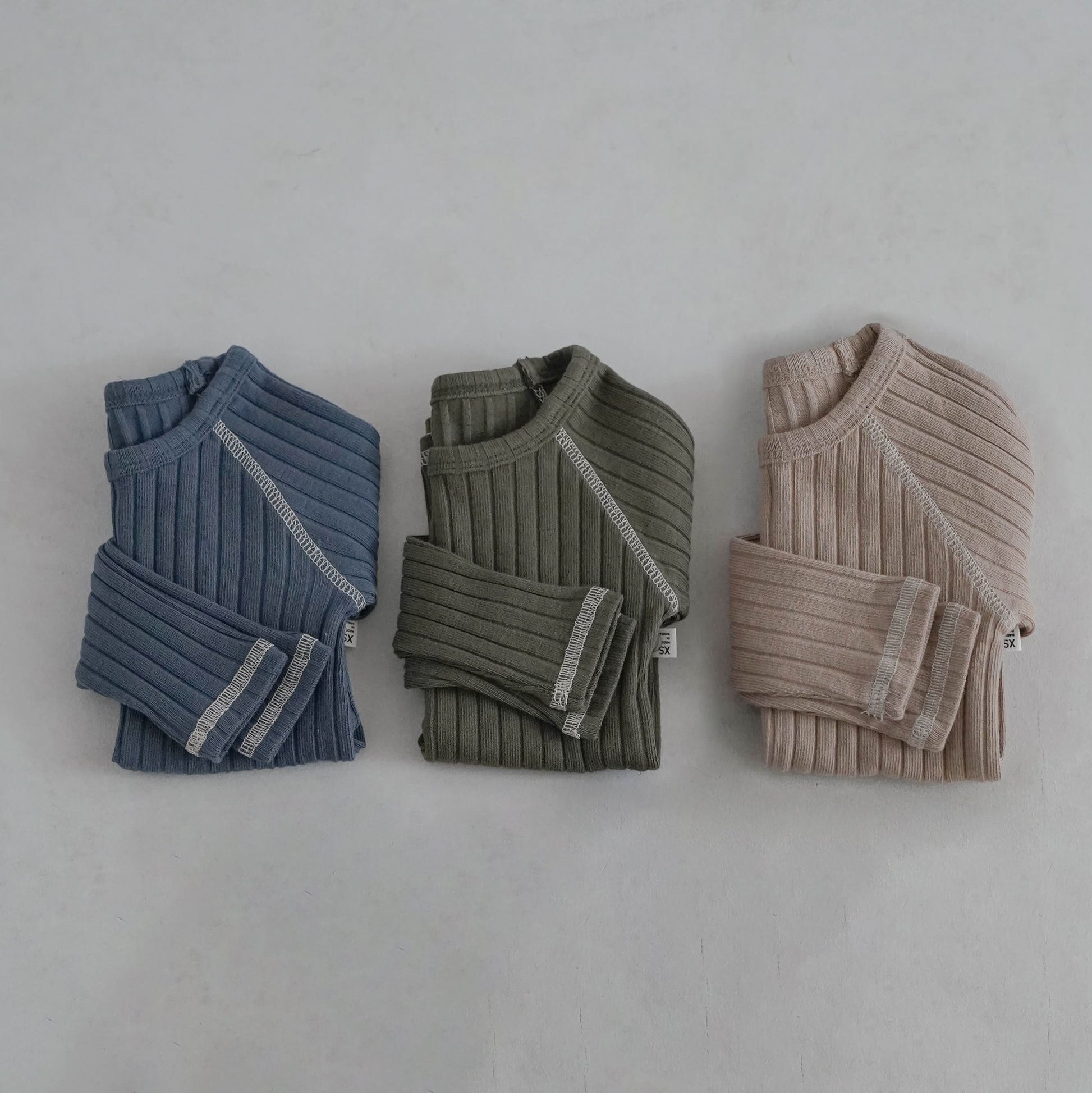 Toddler Stitch Detail Ribbed Top and Pants Set  (1-6y)- Blue - AT NOON STORE