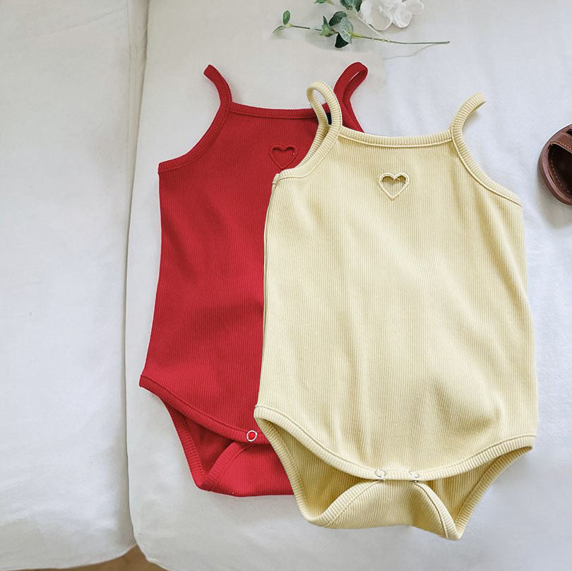 Baby Milk SS25 Noodle Strap Heart Cut Out Romper (3-18m) - 2 Colors - AT NOON STORE