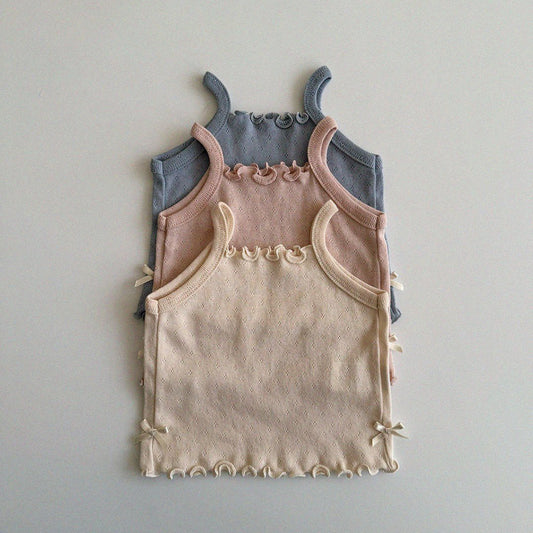 Baby/Toddler Aosta SS25 Pointelle Bow Cami Top  (3m-5y)- 3 Colors - AT NOON STORE